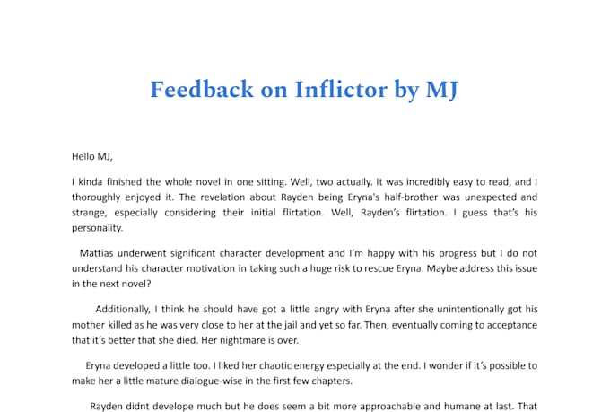 provide brutally honest feedback on your novel